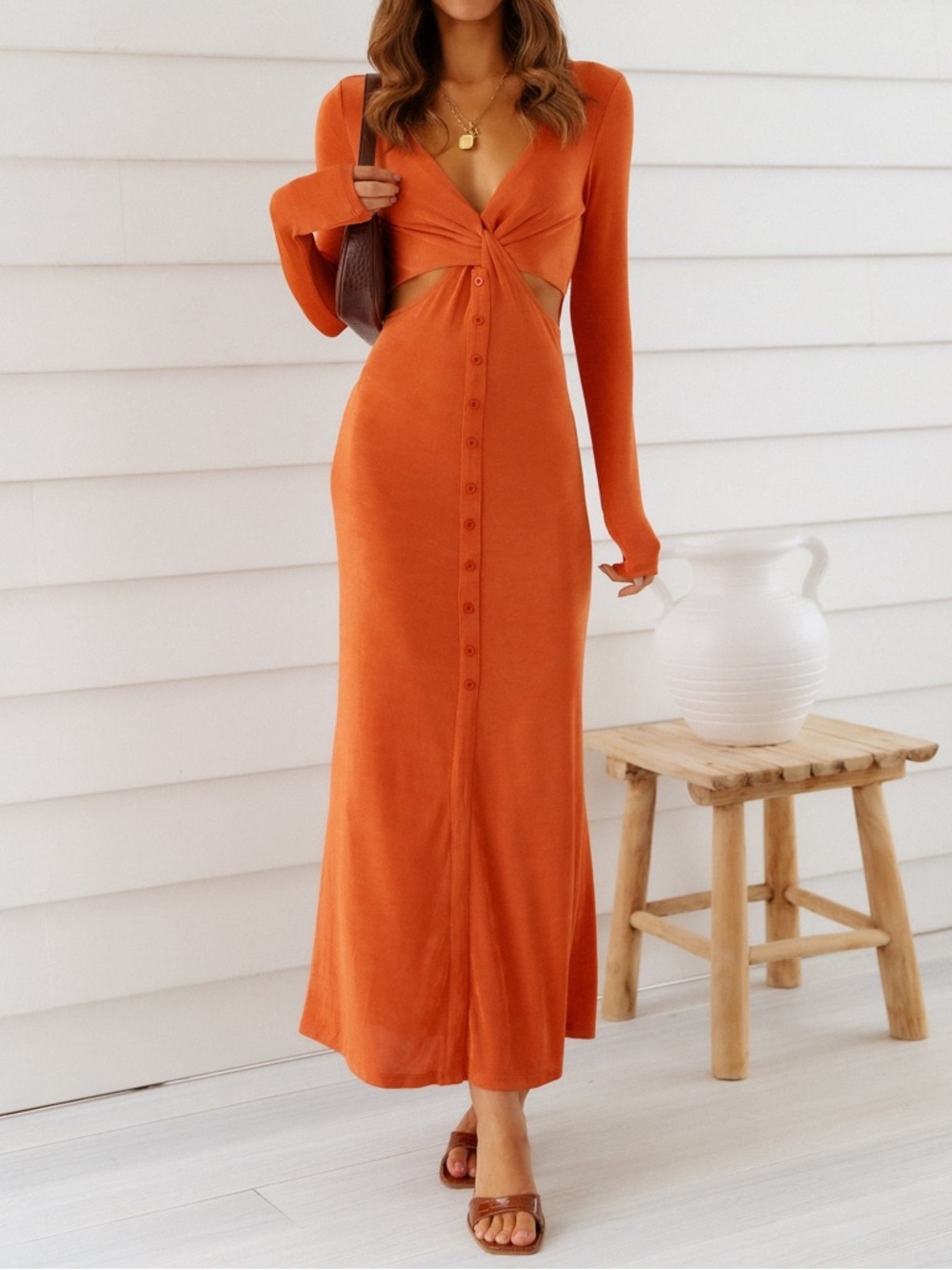 NWOT Criss Cross Maxi Dress - Picture 6 of 9